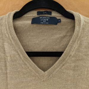 Camel v-neck mens sweater J Crew